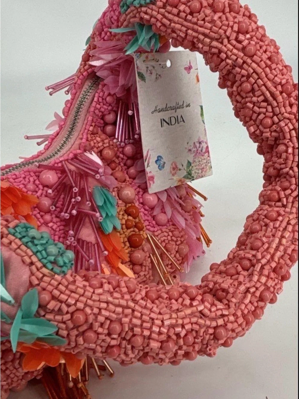 Handcrafted beaded shoulder moon bag made in India